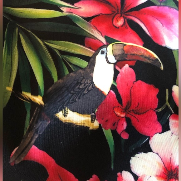 NWT TED BAKER •Rare• Bismii Tropical Toucan Midi Dress Ted Sz 4 - US 10 - Picture 13 of 15